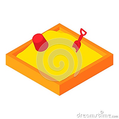 Childrens sandpit icon, cartoon style Vector Illustration