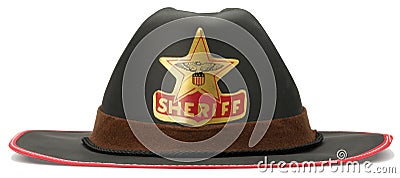 Childrens sheriff cowboy dressing up hat on a whit Stock Photo