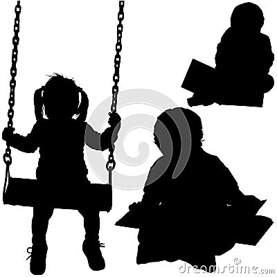 Childrens Silhouettes Vector Illustration