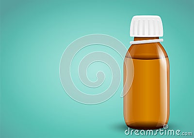 Childrens syrup from temperature. Glass bottle with medicines Stock Photo