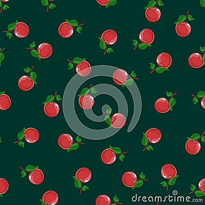 Childrens texture. Cherry pattern on a green background. Berries and leaves Stock Photo