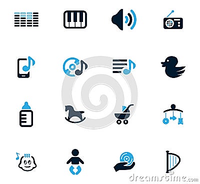 Childrens toys icons set Stock Photo