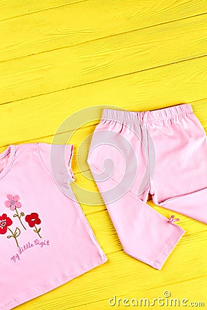 Childs beautiful pink outfit. Stock Photo