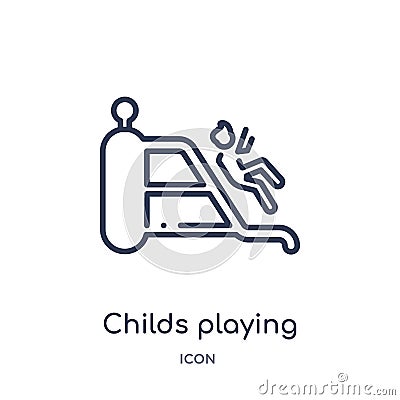 childs playing in playgrpound icon from people outline collection. Thin line childs playing in playgrpound icon isolated on white Vector Illustration