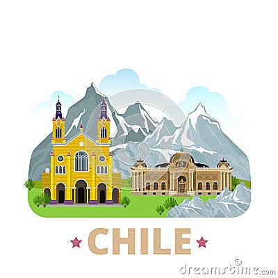 Chile country design template Flat cartoon style w Vector Illustration