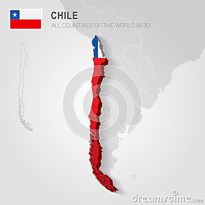 Chile drawn on gray map. Vector Illustration