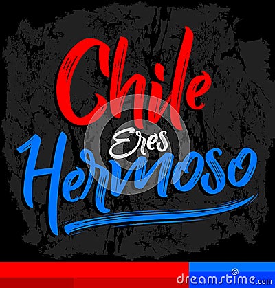 Chile eres hermoso, Chile you are beautiful spanish text Vector Illustration