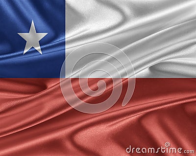 Chile flag with a glossy silk texture. Stock Photo