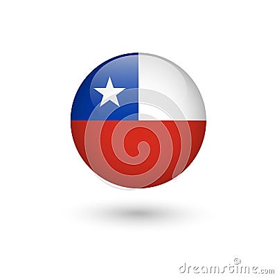 Chile flag round glossy Vector Illustration