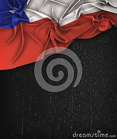 Chile Flag Vintage on a Grunge Black Chalkboard With Space For T Stock Photo