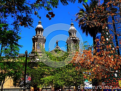 Chile, Metropolitan Cathedral of Santiago de Chile, Plaza de Armas Editorial Stock Photo