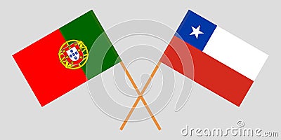 Chile and Portugal. Chilean and Portuguese flags Vector Illustration