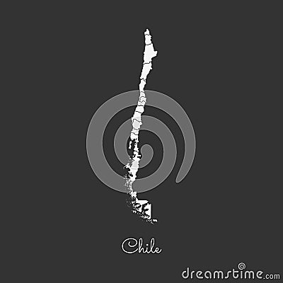 Chile region map: white outline on grey. Vector Illustration