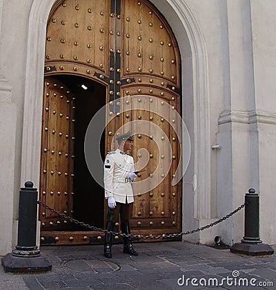 Chile. Santiago. parliament security near gate to building Editorial Stock Photo