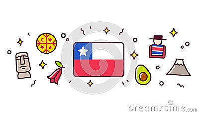 Chile symbols banner illustration Vector Illustration