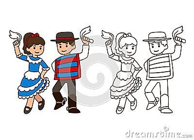 Chile Traditional dance Vector Illustration