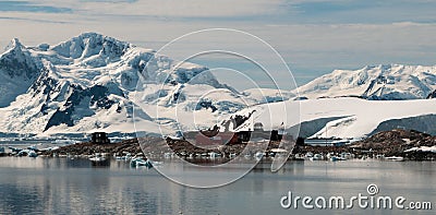 Chilean Antarctic base Gonzales Videla, Waterboat Point, Antarctic Peninsula Stock Photo