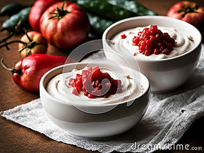 Chiles en nogada a dish from Mexican cuisine Stock Photo