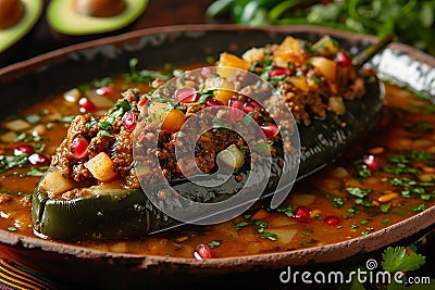 Chiles en Nogada, traditional Mexican cuisine Stock Photo