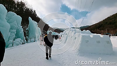 Chilgapsan Ice Fountain Festival Editorial Stock Photo