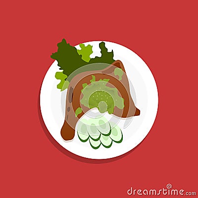 Chili chicken flat image Vector Illustration