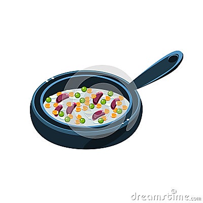 Chili Con Carne In Pan Vector Illustration