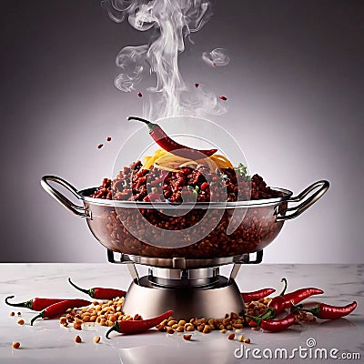 Chili con carne, traditional Mexican texmex spicy stew eith meat and beans Stock Photo