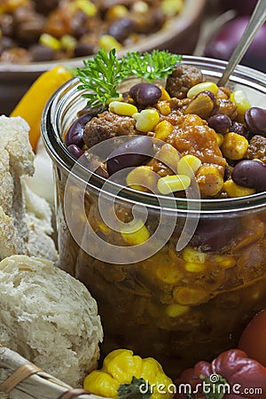 Chili con Carne in Weck Glass Stock Photo