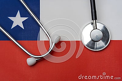 Chili flag and stethoscope. The concept of medicine Stock Photo