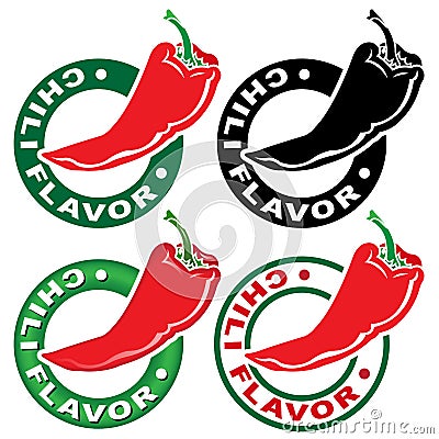 Chili Flavor Seal / Mark Vector Illustration