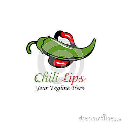 Chili lips logo. Vector Illustration