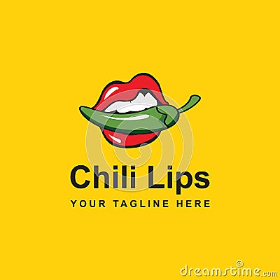 Chili Lips Logo Design Template. Vector Illustration