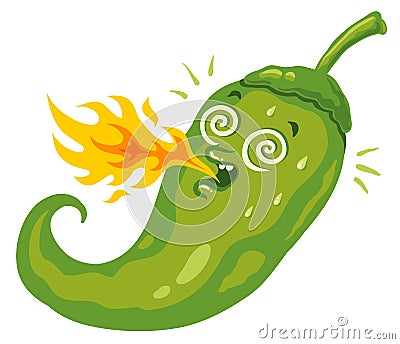 Chili pepper with flame Vector Illustration