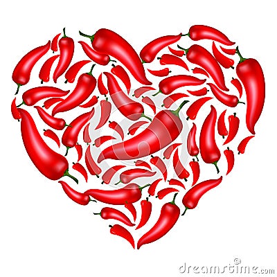 Chili Pepper Heart Vector Illustration