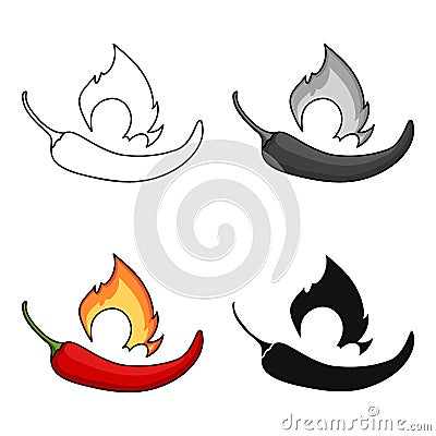 Chili pepper icon in cartoon style isolated on white background. Herb an spices symbol stock vector illustration. Vector Illustration