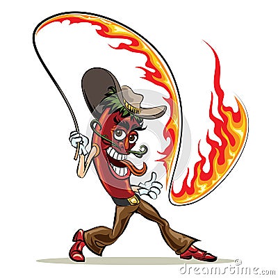 Chili pepper with a lash of fire Vector Illustration