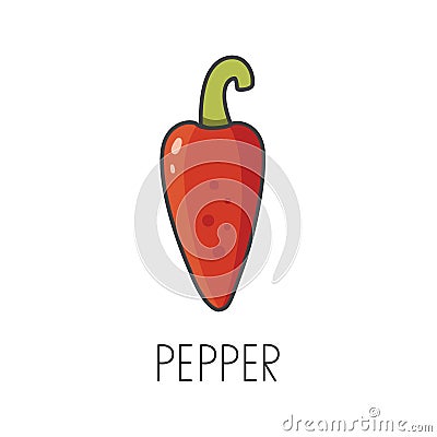 Chili pepper line vector illustration, cooking isolated icon. Vector Illustration