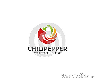 Chili pepper logo template. Spicy vegetables vector design Vector Illustration