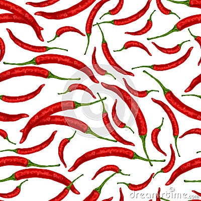 Chili pepper seamless pattern Vector Illustration