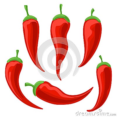 Chili pepper icons set Vector Illustration