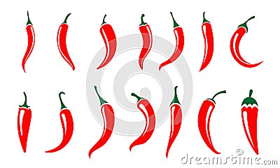 Chili Pepper Vector Icons ,Red Hot chilli Vector Illustration