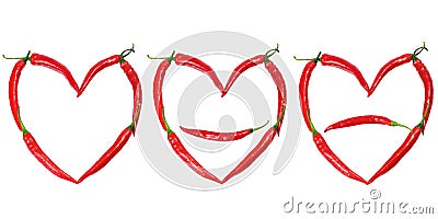Chili peppers forming shape of heart Stock Photo