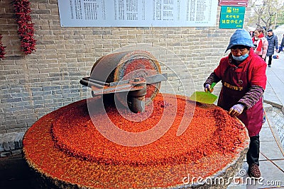 Chili processing workshop Editorial Stock Photo