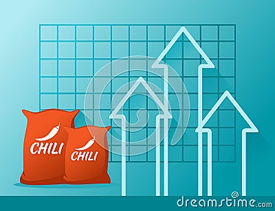 Chili Price Increase Up in Statistic Graph Vector Illustration