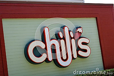 Chilis Restaurant Sign Editorial Stock Photo