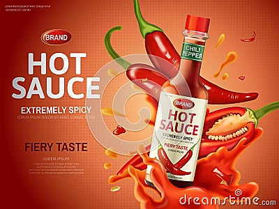 Chili sauce ad Vector Illustration