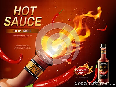 Chili sauce ad Vector Illustration