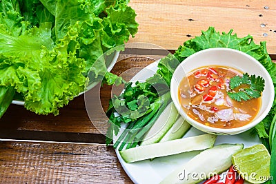 Chili sauce and many vegetable Stock Photo