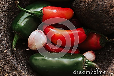 Chilies for a mexican sauce, spicy food in mexico Stock Photo