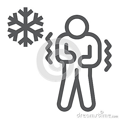 Chill human line icon, flu and covid-19, coronavirus symptom sign, vector graphics, a linear icon on a white background Vector Illustration